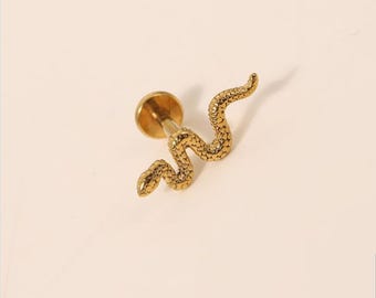 6mm,8mm,10mm,12mm, Lovely snake Labret Piercing/Cartilage earring/Tragus piercing/Conch piercing/Cartilage piercing/Labret/snake Labet/Helix