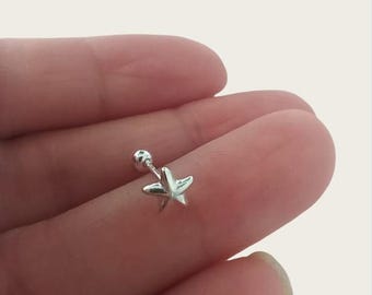 0.8mm Silver Earrings,Star Earing,Cartilage Earring Helix Earring Helix Piercing Cartilage stud Cartilage Piercing