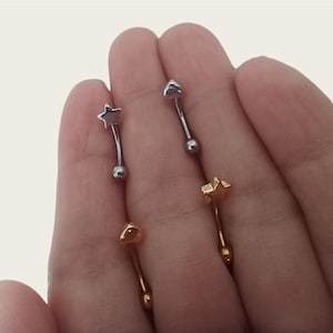 Piercing para ceja con forma de corazón de 16 g/8 mm, piercing para ceja con forma de estrella, piercing para el cuerpo, piercing para el cuerpo, piercing para el ombligo, piercing para ceja con forma de corazón, piercing para el ombligo.