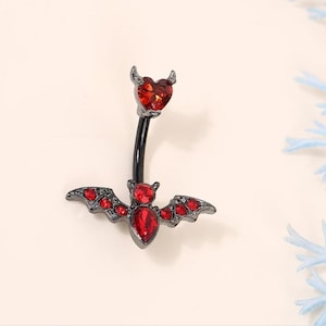 Halloween Bat Belly Ring, Belly Button Ring, Body Jewelry, Belly Ring, Best Gift For Her, Gem belly ring,14G Body Jewelary ,Navel piercing