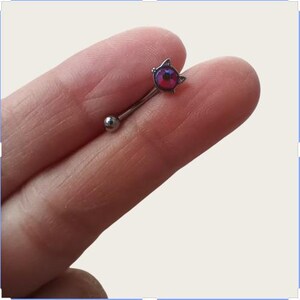 16g /10mmcat eyebrow,Eyebrow ring, rook barbell, body piercing jewelry,rook earrings, Eyebrow Curved Barbell Jewelry - cartilage earring 16g