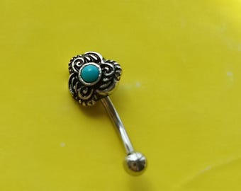 16G/8mm/Flower Eyebrow Ring, Rook Piercing,Eyebrow Piercing,Curved Barbell Ring,Body Jewelry,Retro Eyebrow Ring