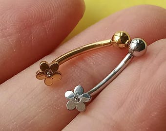 16g 8mm Flower eyebrow,Eyebrow ring, rook barbell, body piercing jewelry,rook earrings, Eyebrow Curved Barbell Jewelry - cartilage earring