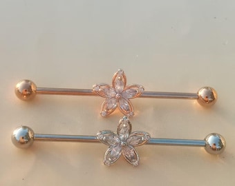 Piercing industrial de 14 g, piercing industrial con forma de estrella, piercing de joyería industrial, piercing de oreja, pendientes de amistad.