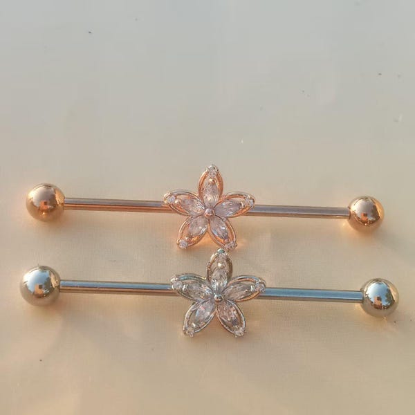 Piercing industrial de 14 g, piercing industrial con forma de estrella, piercing de joyería industrial, piercing de oreja, pendientes de amistad.