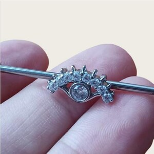 14g industrial barbell,Eye industrial barbell,Industrial jewelry piercing,ear piercing,Zircon earrings