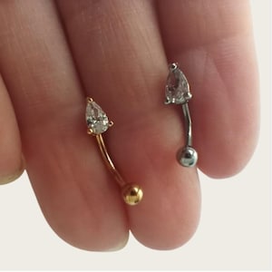 16g / 8mm/ Drop eyebrow,Eyebrow ring, rook barbell, body piercing jewelry,rook earrings, Eyebrow Curved Barbell Jewelry - cartilage earring