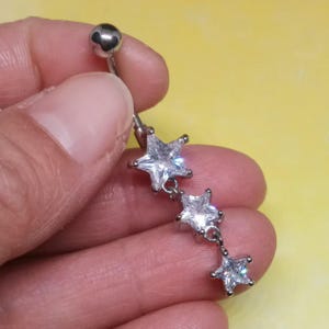 14G Star Belly Button Ring, Navel Ring,Bar Length 10mm Body Jewelry, Belly Ring, Best Gift For Her Navel piercing,zircon bell jewelry