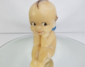 Vintage Kewpie Style Baby Candle Vanilla Scented Figural Wax Decor Never Lit