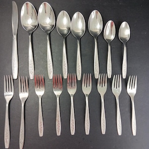 Oneida Rogers Stainless Flatware Set: Floral Pattern, 17 Pieces . Duties Prepaid to usa