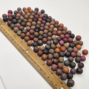 Antique Clay Marbles Lot Approx 140pcs Mixed Colors 14mm Vintage Hand Made