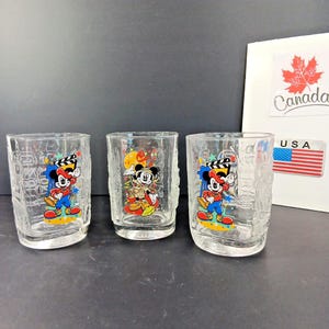 Lot Of 3 2000 McDonald’s Walt Disney Mickey Mouse Minnie Mouse Glass Tumblers Made In France