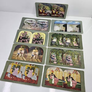Lot of 9 Antique T.W. Ingersoll Stereoview Cards Niagara Java Children c.1890s