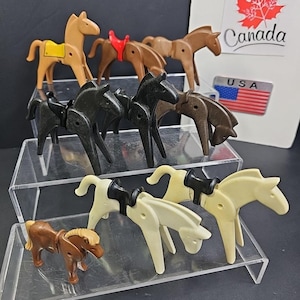 Vintage Geobra 1974 Playmobil Horses Pony Foal Figures 9pcs Germany Equestrian