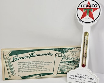 Vintage Texaco Service Thermometer Bud Brautigam Mercer PA Gas Oil w/ Box USA