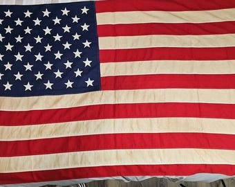 Vintage 48-star US AMERICAN Flag Stars & Stripes WWII Era 24