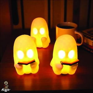 Angolo lettura fantasma stampato in 3D, luminoso al buio, decorazione per mensola di Halloween, simpatico fantasma spettrale, regalo di Halloween