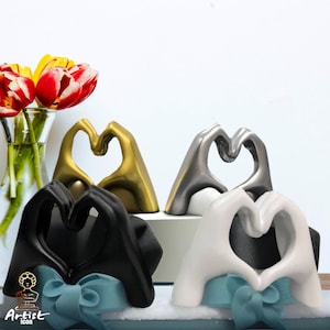 Herz Hand Statue Moderne Liebe Finger Skulptur Hochzeitsgeschenk Handgeste Skulptur Moderne Schreibtisch Kunst
