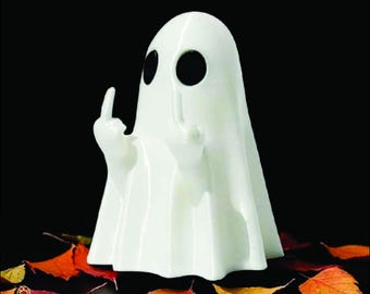 Funny Middle Finger Ghost Figurine 3D Horror Ghost Model Halloween Desk Decor  Spooky Halloweeen Gift