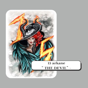 Handgetekende gepersonaliseerde illustratie, aangepaste tarotkaarttekening, gedrukte Arkane-kaart, kunstwerken van de auteur, numerologie-archetypen.