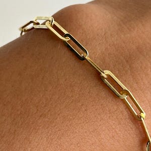 Paperclip Chain Bracelet, 925 Sterling Silver Gold Plated Link Bracelet, Dainty Minimalist Jewelry, Everyday Gift for Her, Adjustable Chain