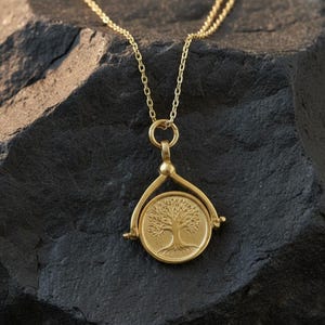 Gold-Plated Tree of Life Pendant Necklace - 925 Sterling Silver Spiritual Jewelry - Symbolic and Elegant Design