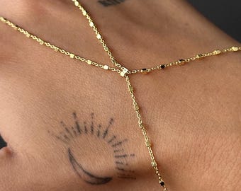 Gold Hand Chain Bracelet for Women, Dainty Finger Harness, Minimalist Slave Bracelet, Layered Jewelry Gift, Boho Hand Jewelry