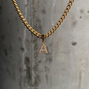 Collar con inicial de oro – Cadena cubana de plata de ley 925 – Colgante de circonita cúbica personalizado de la A a la Z – Regalo personalizado estilo hip hop