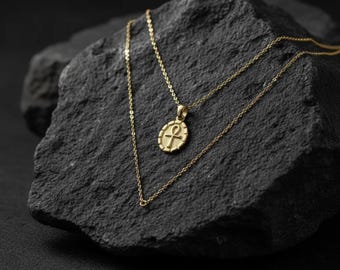 Gold Ankh Pendant Necklace 925 Sterling Silver | Ancient Egyptian Life Symbol Jewelry | Dainty Layering Necklace for Women & Men