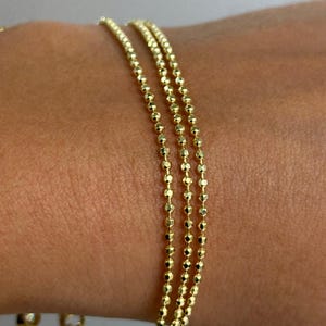 Gold Beaded Chain Bracelet – 925 Sterling Silver Dainty Ball Link – Minimalist Stacking Jewelry – Elegant Everyday Gift for Her