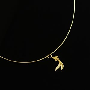 Gold Fish Charm Necklace, 925 Sterling Silver Animal Pendant, Koi Fish Jewelry, Minimalist Ocean Necklace, Lucky Fish Gift for Her