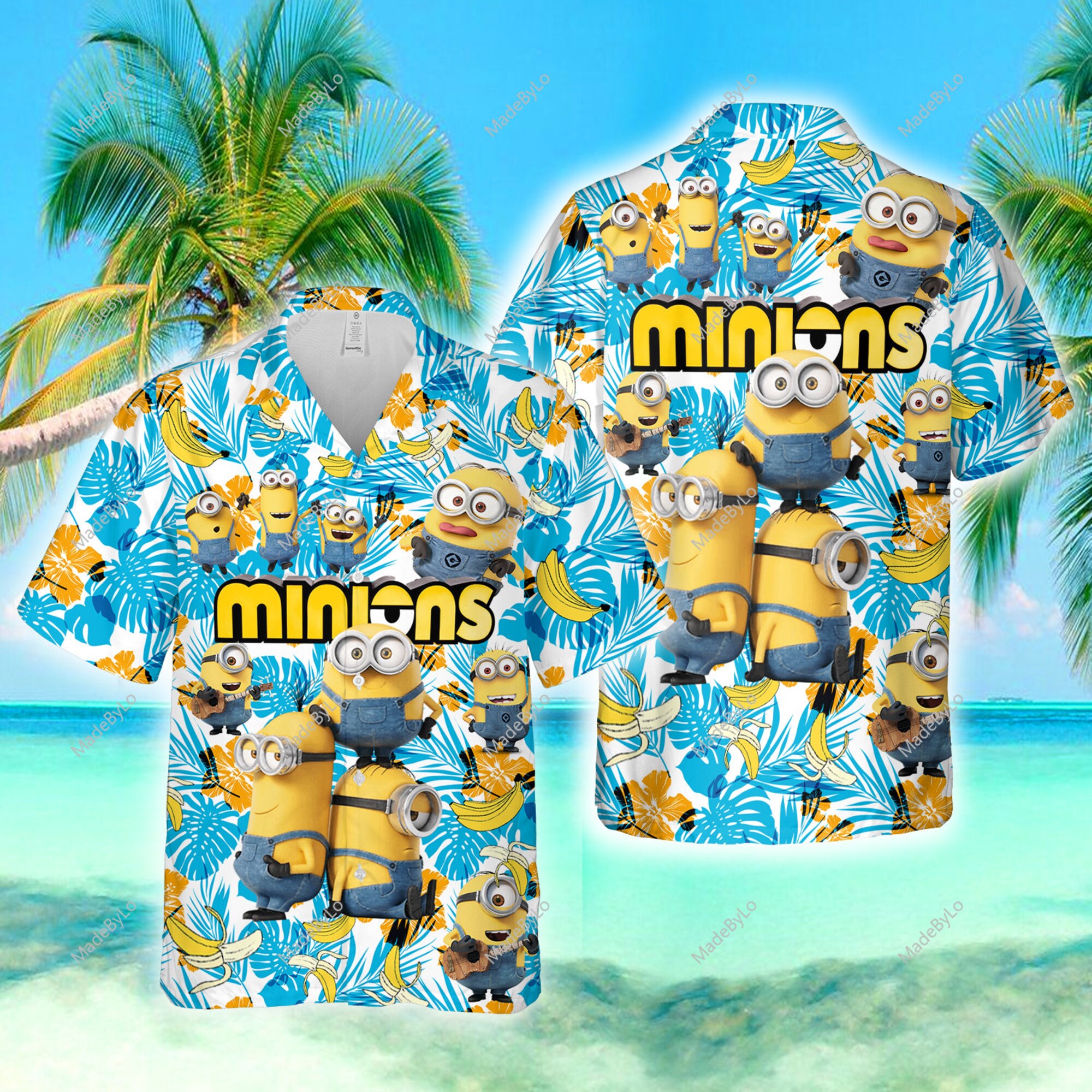 Minions The Rise of Gru Shirt, 3D Minion Tropical Hawaiian Shirt, Minion Aloha Shirt, Minion Summer Button Down Shirt