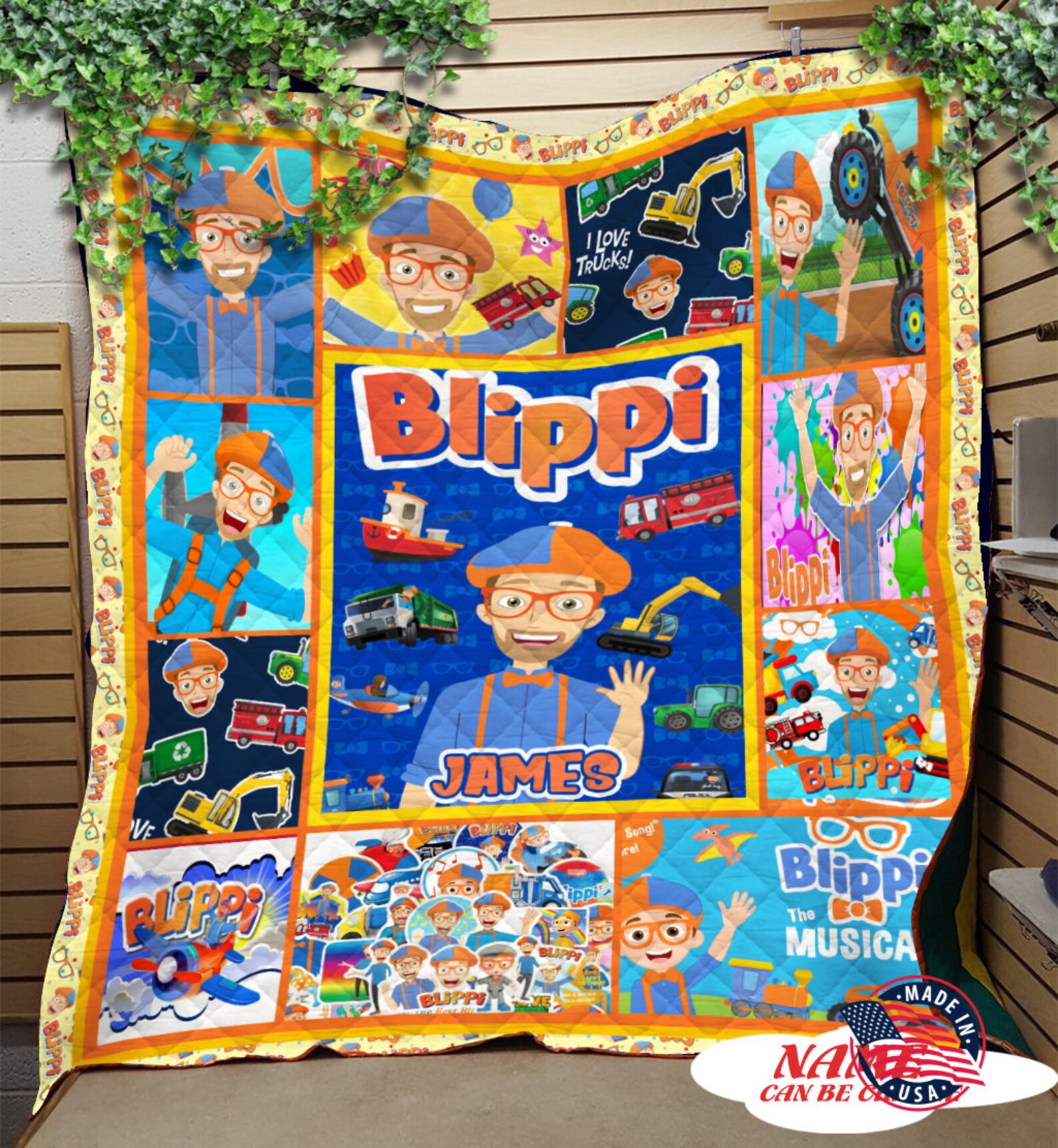 Personalized Blippi Quilt Blanket Blippi Birthday Party Gift Etsy
