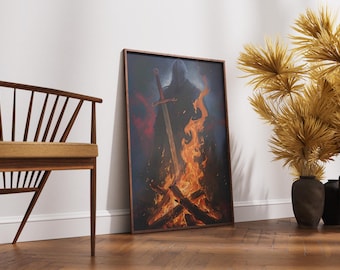 Bonfire Eternal Wand Kunst Print | Von Dark Souls inspiriert, DS3 Digital Druck, DS3 Lagerfeuer, Soulslike Spiel Fan Art, Dark Souls Lagerfeuer Druck