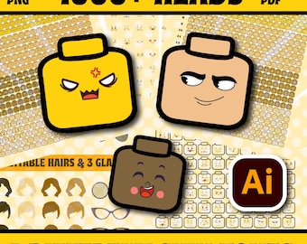 Brick Faces SVG Bundle: 1000+ Building Block Clipart (Digital Download
