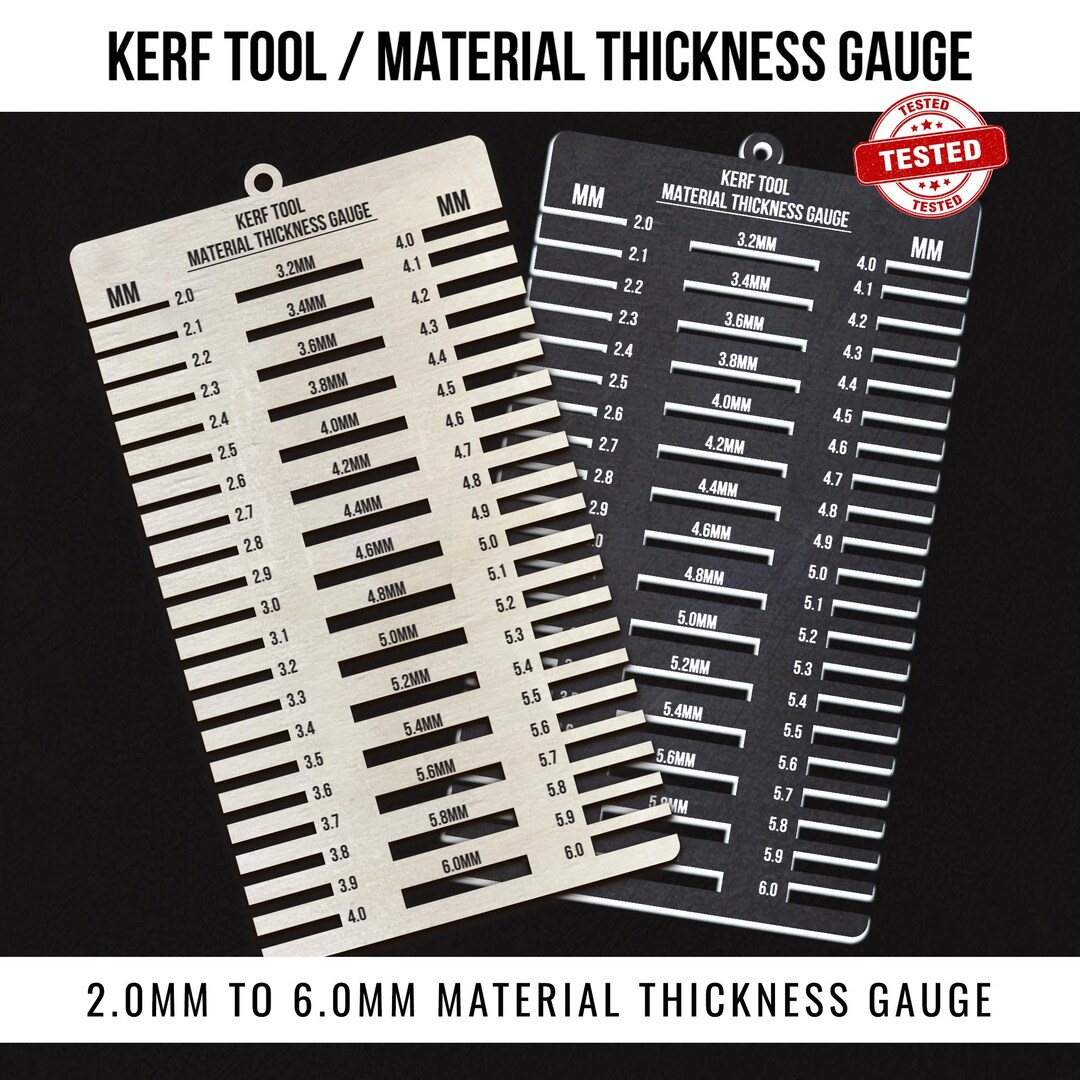 Laser Kerf Tool SVG: Material Thickness Gauge, Glowforge Compatible ...