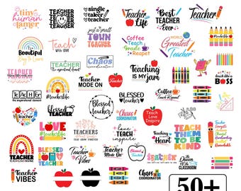 Teacher SVG Bundle: 50+ Teacher Appreciation Designs (Digital Download)