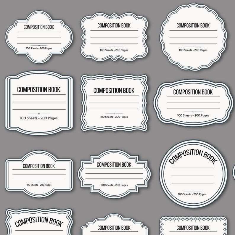 30 Composition Book Label Svg Bundle, Composition Notebook Labels ...