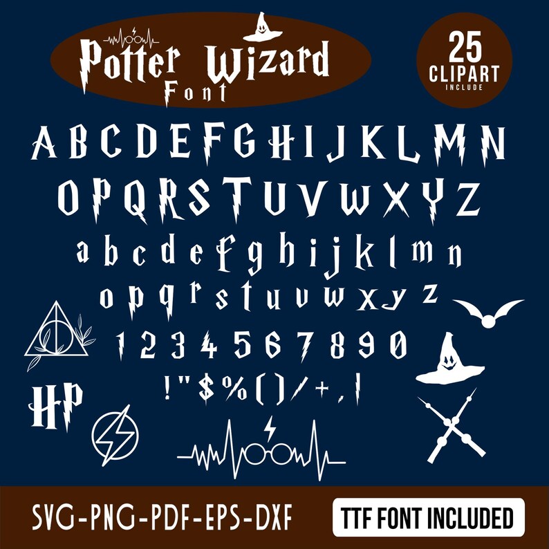 Wizard Fonts & Clipart Svg, Potter Alphabet Svg, Cartoon Font Svg ...