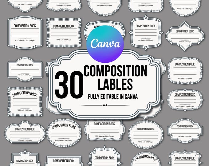 Composition Book Label Svg, Composition Notebook Label, Label for ...