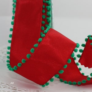 Wired Red/Green Ribbon 1.5” wide BY THE YARD