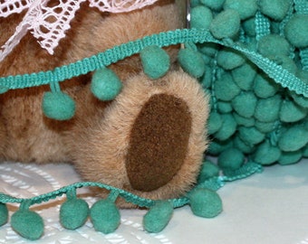 Teal Pom Pom Trim  1/2” wide by the yard