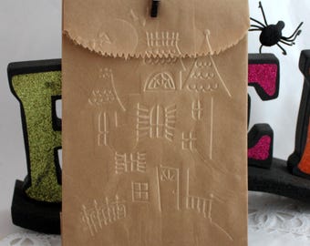 20 Pumpkin Harvest Embossed Paper Bags, Halloween/Thanksgiving Gift Bags