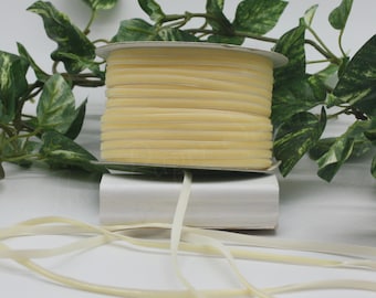 Creamy Ivory Velvet Ribbon 1/8" wide BY THE YARD