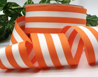 Orange Stripe Grosgrain Ribbon 7/8" - 2" wide BY THE YARD