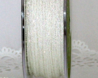 White Glitter Twine 1/8" wide, White Sparkle Twine BY THE YARD