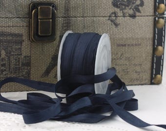 Hand Dyed Navy Blue Silk Ribbon: 1/4"-1.25" Wide, Pantone Navy Blazer