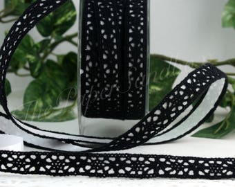 Black Stick on Lace Ribbon, Adhesive Lace Trim 1/2” wide by the yard