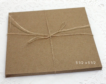 20 Square Brown Envelopes 5.5 x 5.5, Brown Envelopes, Square Flap Envelopes, Wedding Invitation Envelopes