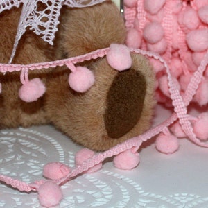 Pink Pom Pom Ribbon Trim 1/2&quot; wide by the yard